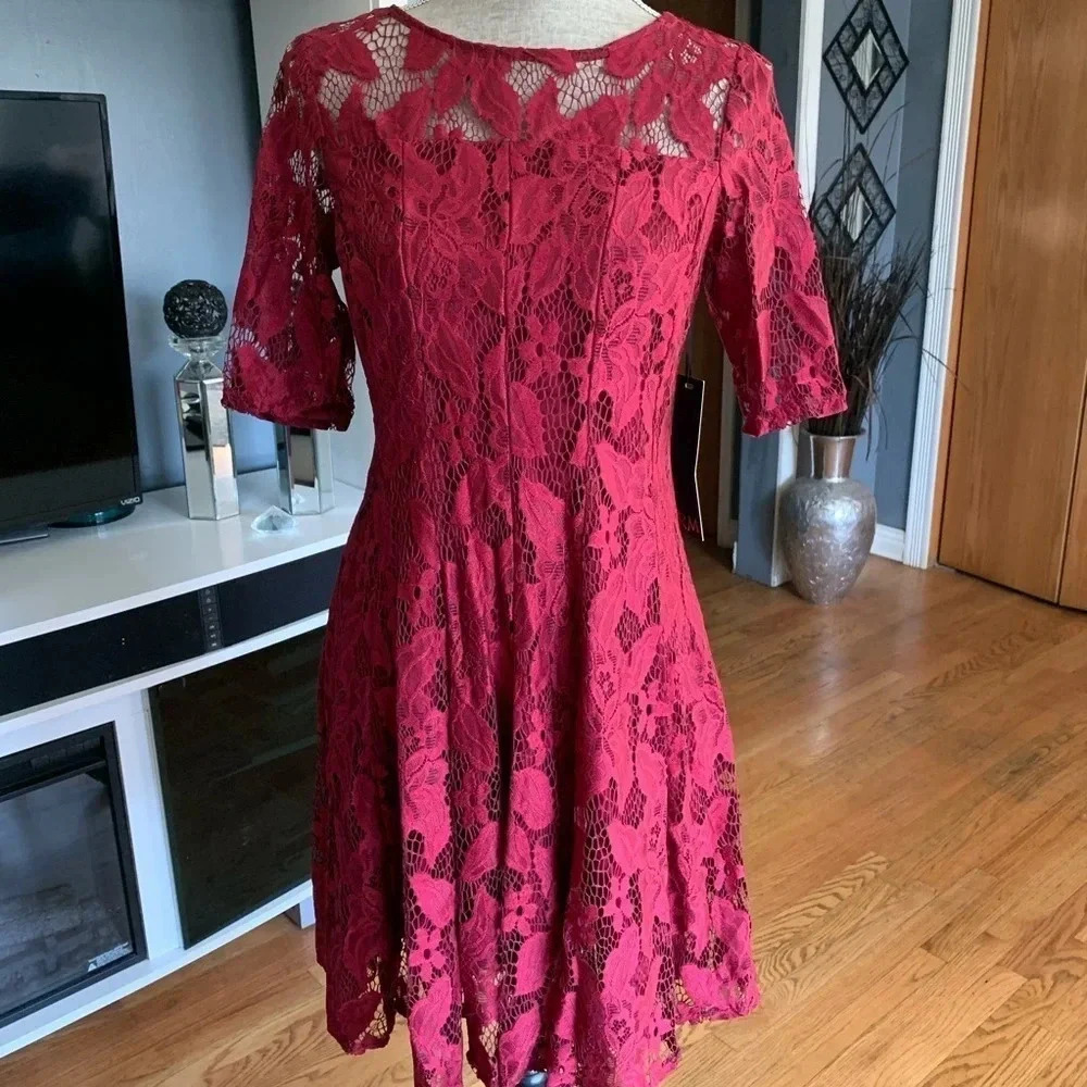 Ryan Michelle Crochet Lace Fit & Flare Lined Dress Size M Back Zip NWT